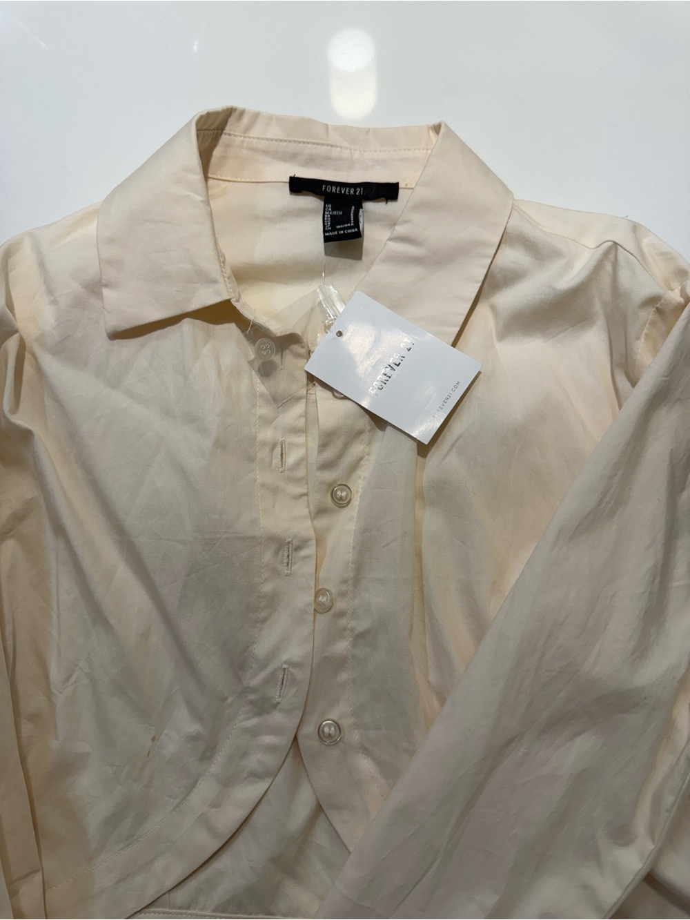 Forever 21 Cream Button-Down Shirt